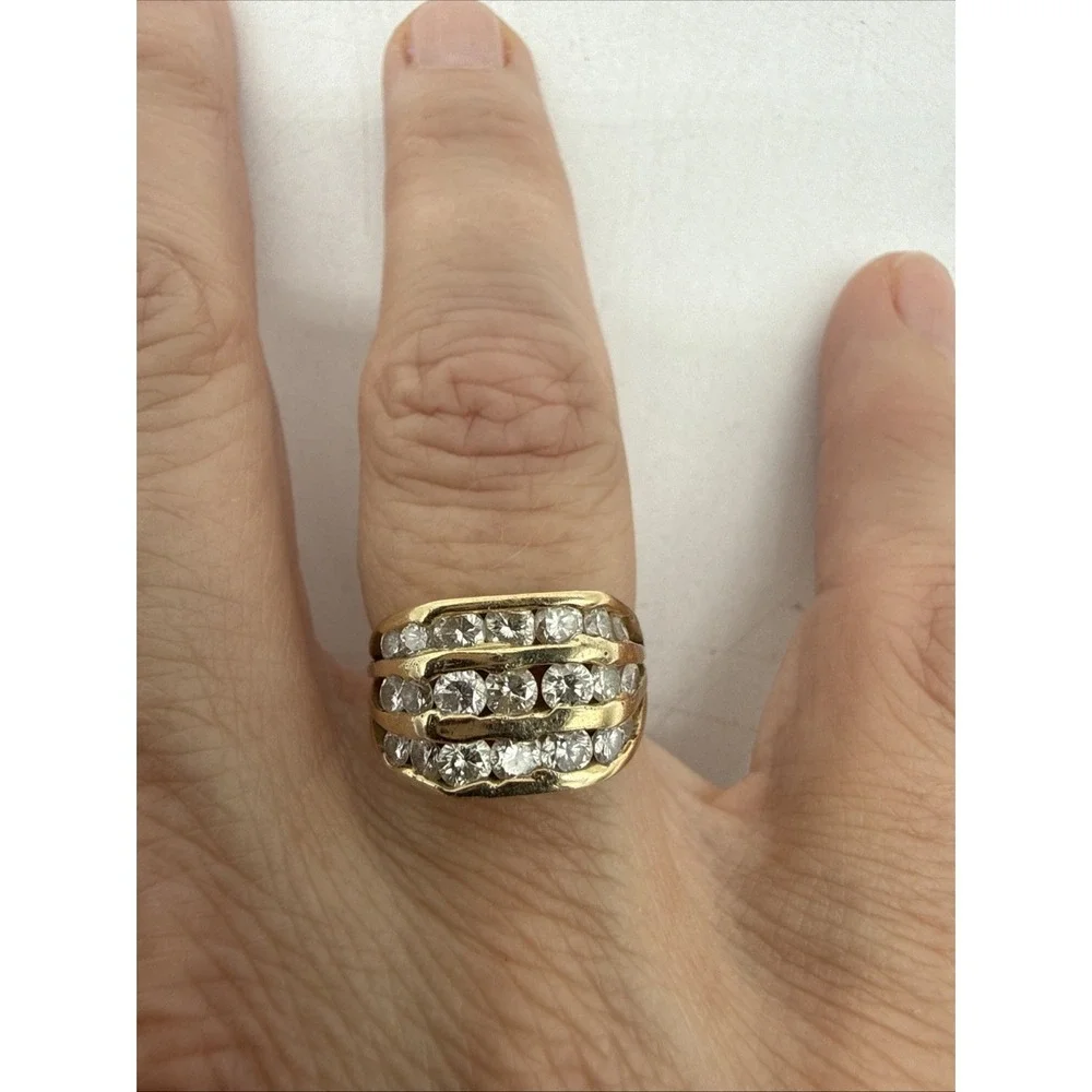 14K Gold Multi Row Channel Diamond Ring